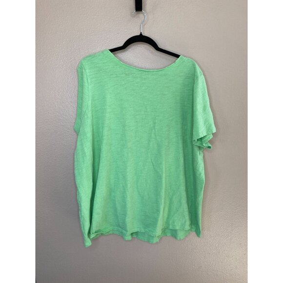 Woman Within Womens Mint Green Cotton Top 26/28 Crochet Neckline 100% cotton - Picture 3 of 7
